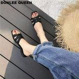 Women's Shoes Low-Heeled Women Slippers Square Head Flat Beach