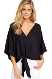 Women's Sexy Hot Girl Spring And Summer V-Neck Short-Sleeved Knot Print