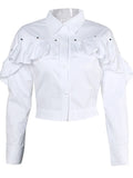 Shirt 2025 Autumn New Fashion Niche Splicing Lote Side High-Sensing Sexy Short Shirt Woman