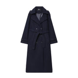Autumn New Female Retro Leisure Double Buckle With Belt Long Hair