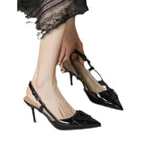 2025 Spring And Summer Light-Mouthed Fashion Shoes Large-Size Pointed Sandals V Buckle Naked Color Fine Heels High Heels