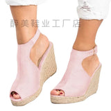 Summer Summer Thick Bottom Slope And Fish Mouth Sandals Women Word Buckle Velvet Casual Slope Fashion Shoes