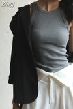 White Crop Top Women Sleeveless Sexy Outfits Solid O Neck Tight Stretch Basic Summer Tank Top Women 2023