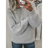 New Solid Color Round Knit Shirt Women Commuting Elegant Seven-Sleeve Top Air-Conditioning