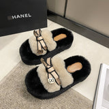 Fire Fur Slippers Women Wear 2025 Spring And Autumn New High-End Thick Background To Increase The Word Cotton
