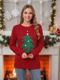 And Winter New Christmas Fashion Knitted Retro-Flowered Christmas Tree Stum Sweater For