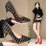 Single Shoe Tip Light Mouth Spring And Autumn Large Size Lady With Snake-Print High Heels Female Senior Matching