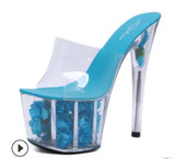 Zingj 2023 Summer New Model Shoes Super High Heels 17CM Thin Heel Waterproof Table Sandal Female Transparent