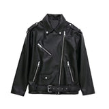 Temperament Casual Autumn New Imitation Leather Loose Zipper Jacket Jacket Women's