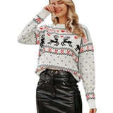 New Loose Round-Neck Christmas Deer Pattern Knitted Knitted
