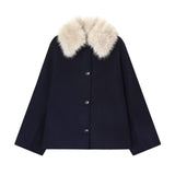 New Fashion Temperament Woman Made Fur Effect Necking Jacket