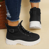 Winter High-Tide Big-Size Warm Hiking Shoes Women Thick Soles Plus Velvet Lace With Short-Bodied Snow