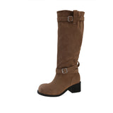Boots Women In The Autumn And Winter Of 2025 New Coarse And Round Head Retro Western Cowboy Boots Can Not Wear Knee Fashion