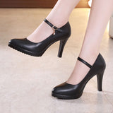 Shoes Black Job Interview Work Dress Pointy Heel Model Cheongsam Catwalk Large Size Single Shoe