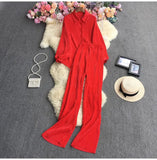 Suit Female Temperament Loose Long-Sleeved Shirt Two Sets Of Leisure High-Waist Hanging Pendant 100