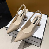 High Heels Women Tip 2025 New Autumn After The White Leather Air Single Shoes Black Fine Summer