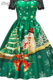 Women Christmas Dress Short Sleeve Lace Sexy Evening Party Dresses Tunic 50s Hepburn Elegant