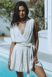 Women's Summer Vacation Solid Color Fashion Sexy New Dress Rope Belt