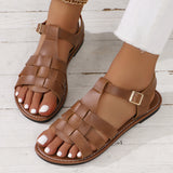 Large Flat Bottom Buckle Gold Sandals Women's Leisure And Open Toe Beach Cold