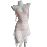 New Sweet Age-Drinking Girl With Dress Female Design Irregular Folds Showing Thin Babes