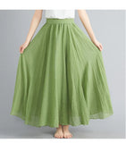 Women's Literature And Art Large Cotton Tamples Skirt Tight Waist A-Shaped Skirt Long Solid National Style Skirt 24