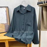 Loose Feeling Loose Lanky Long-Sleeved Shirt Women's Spring And Autumn Design Sense Of Small Casual Chic Outside Folding
