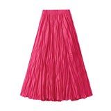 Luxury Light Pressure Folded Skirt Women's Spring And Autumn New Station Big Swing Thin Folded A Skirt
