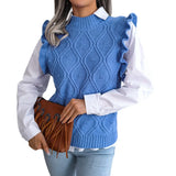 Shooting 2025 Autumn And Winter Wood Ear In The Shape Of A Knitted Vest Sweater Women's
