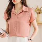 Shirts and Blouses Stripe Fashion Woman Blouse 2023 Elegant Women Tops Flying Sleeve Casual Shirts OL Chiffon White
