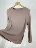 Zingj Comfortable Super Soft Modal Cotton Long Sleeve T-Shirt Women's Spring New Solid Color Round Collar With A Bottom