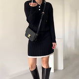 Women's Clothing 2025 Autumn New POLO Collar Splicing Short Skirt Fashion