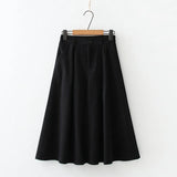 High Waist Vintage Midi Skirts Women Autumn Winter Thick Casual Elegant A-Line Office Ladies