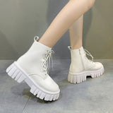 New Spring And Autumn Small Martin Boots Women In The Wind Boots With Round Head Thick Background Boots Single
