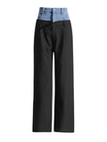 Commuting Style In The Fall Of 2025 New Denim Splicing Trousers Design Wide-Legged Bumpy Casual