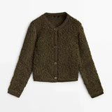 Women's New 3 Color Button Wool Yarn Knitted Cardigan