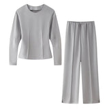 2025 Women's New Fashion Casual Suit Long Sleeve Top Casual Trousers Two