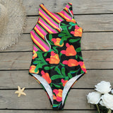 Swimsuit2025 New Conjoined Bikini Personality Abstract Print Swimsuit Women