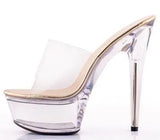 Zingj Style Sexy Super High Heels 15CM Thin Heel Waterproof Platform Slippers Transparent Crystal Shoes Wedding Shoes Banquet High