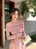 Xixi 2025 Spring New Korean Version Of The Flower Temperament Collar Wool Knitted Women's Top