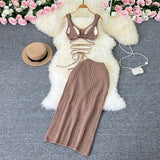 Zingj Holiday Fashion Suit Women's Vest With High Waist Slit Wrapped Hip Skirt