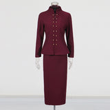 Temperament Set Fall 2025 New Fashion Collar Button Design High Waist Dress