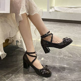 New Spring And Autumn Cross-Tie Mary Jane Small Leather Shoes British Wind High Bow Bow Girl Student Single