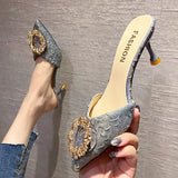 Women Wear Half-Slippers Women 2025 New French Fine And Bag Head Cool Drag Black
