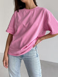 Cotton Collar Solid Color T-Shirt Girl 2025 Spring And Summer New Hot Cotton Short-Sleeved
