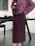 Xixi 2025 Autumn And Winter New Temperament Commute Solid Color Wool High Waist Skirt Hip Crooked Pencil Skirt