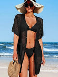 Hoodie Hollow Knitted Short Sleeve Open-Sleeve Seaside Swimsuit Sunscreen Coat