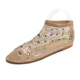 Summer New Color Water Drill Flat Beach Sandals Large Size Breathable Mesh Hollow Women