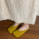 Half Slippers Women Wear The New Small Square Head Velvet Casual Soft-Soled Muller Shoes In The Autumn And Winter Of