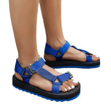One-Word Buckle Flat-Soled Sandals Women's Summer New Color Magic Sticker Beach Women's