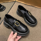 Zingj Sole Heighten Small Leather Shoes Women's Shoes Autumn 2023 New British Style Fashion Loafers Mixed With Mary Jane Single Shoes-Outfit